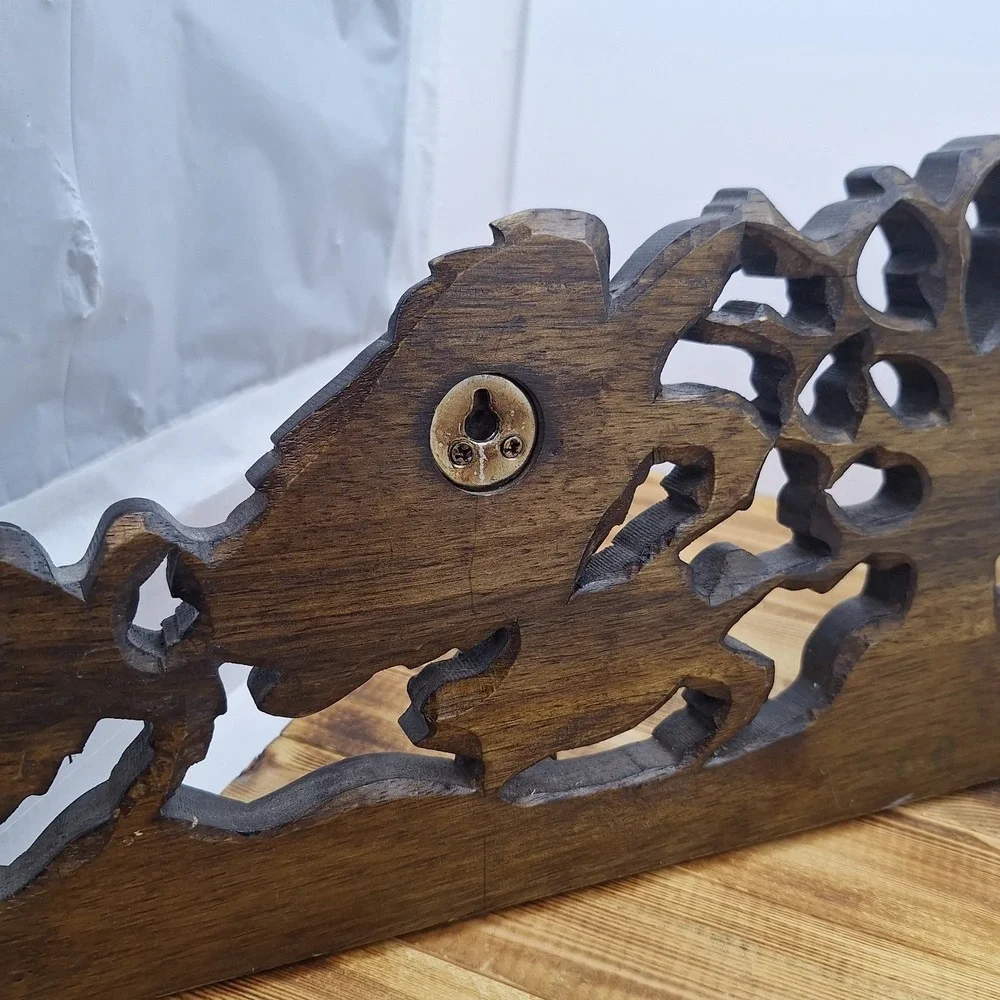 Turtle‎ Bay Beach coat rack 5 Hook Coral Inset Hangers Balinese suar wood